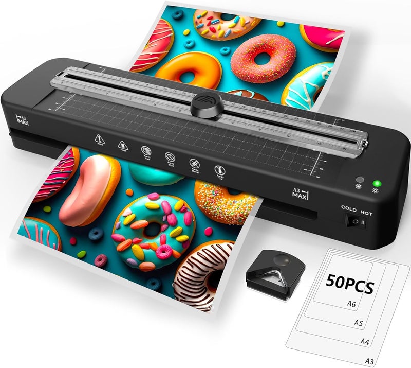Raycial 13 Inch Laminator Machine - 11x17 Laminator with 50 Sheets, Cold & Thermal, Built-in Paper Cutter & Corner Rounder, A3 Laminating Machine for Classroom Home School - Image 1